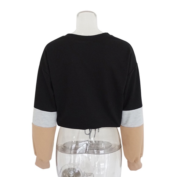 πTake It Easy Black Beige Crew Neck Top - Picture 7 of 8